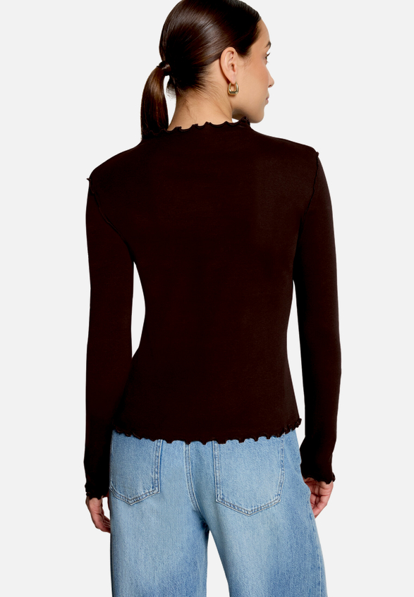 Langarm-Shirt mit Kräuselsaum / Modellfoto Rückseite