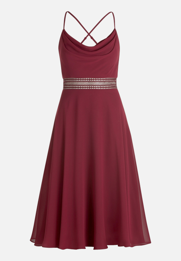Cocktailkleid mit Wasserfallausschnitt / Vorderseite