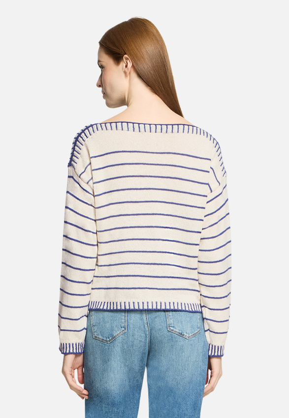 Strickpullover mit U-Boot-Ausschnitt / Modellfoto Rückseite
