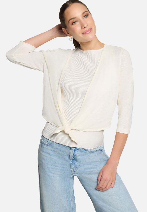Bolero 3/4 Arm zum Binden  / Modellfoto Vorderseite