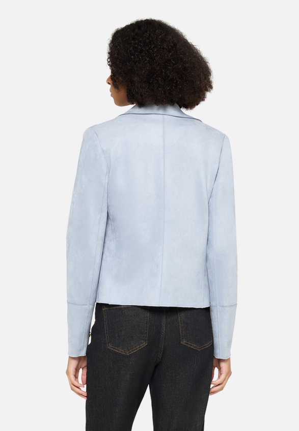 Blazer-Jacke mit offenem Saum / Modellfoto Rückseite