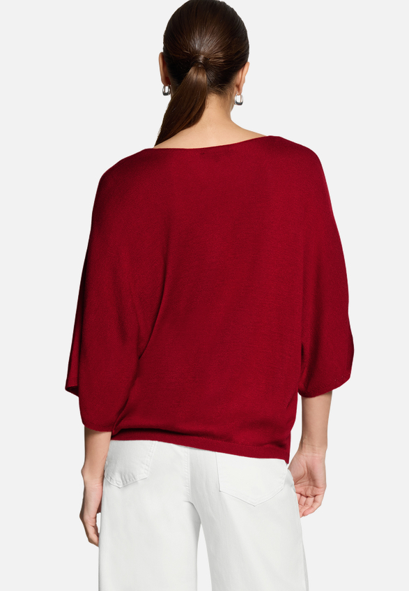 Kurzarmpullover  mit V-Ausschnitt / Modellfoto Rückseite