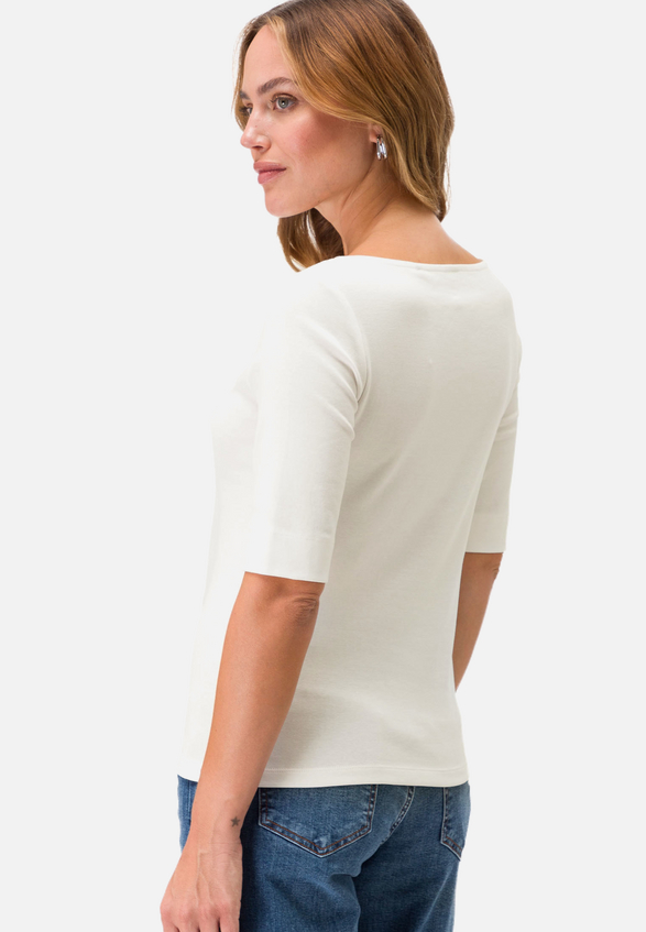 Basic Shirt  mit U-Boot-Ausschnitt / Modellfoto Rückseite