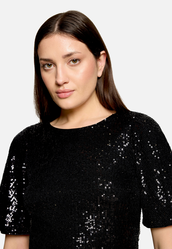 Pailletten-Bluse mit Flügelärmeln / Detailbild