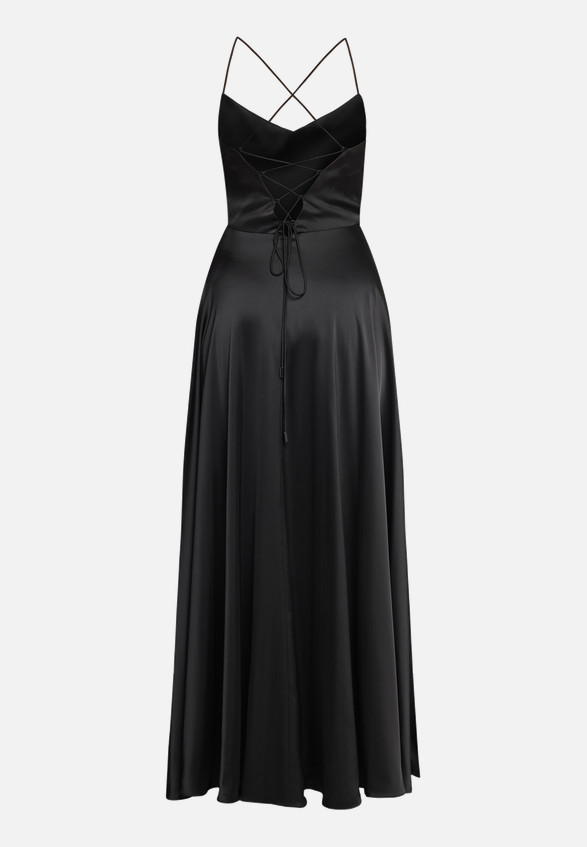 Abendkleid mit Wasserfallausschnitt / Rückseite