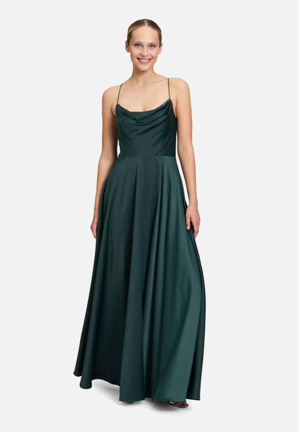 Abendkleid mit Wasserfallausschnitt / Modellfoto Vorderseite