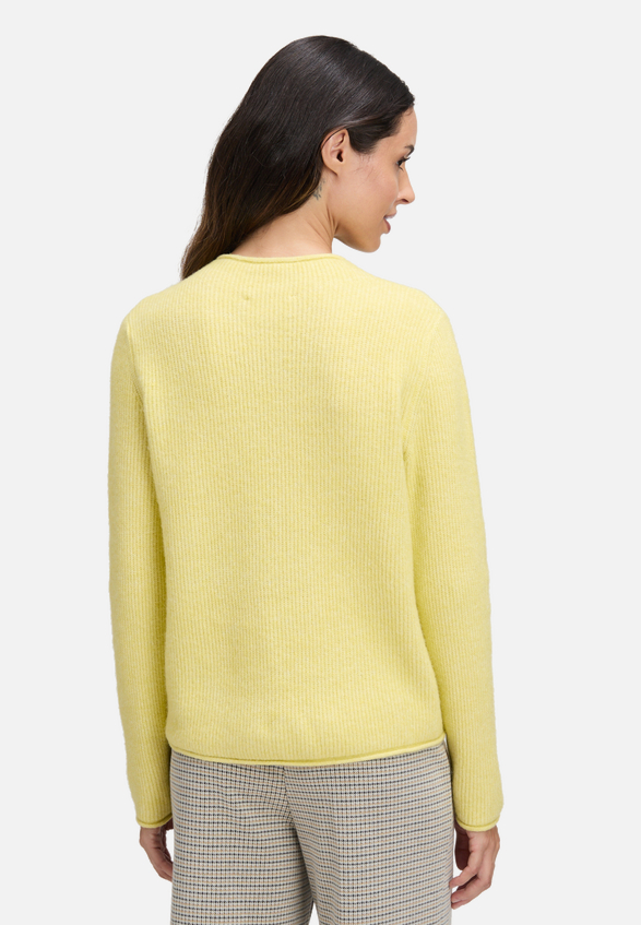 Strickpullover mit Stehkragen / Modellfoto Rückseite