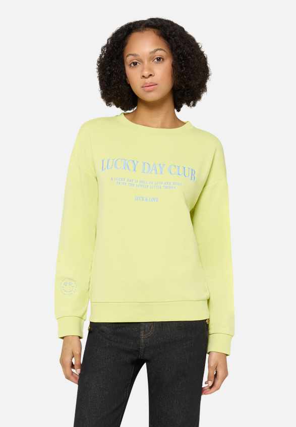 Sweatshirt mit Rippbündchen / Modellfoto Vorderseite