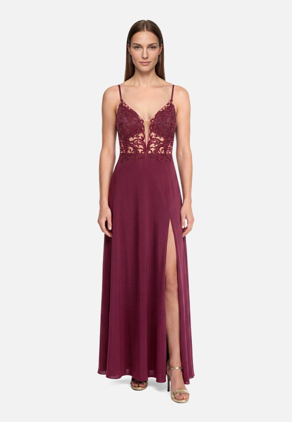 Abendkleid mit Stickerei / Modellfoto Vorderseite