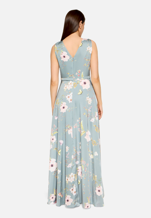 Abendkleid mit Blumenprint / Modellfoto Rückseite