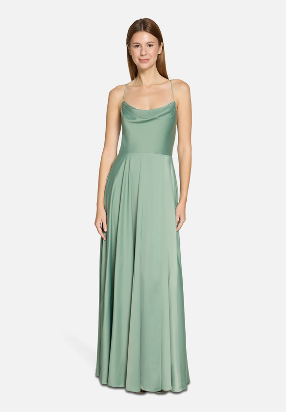 Abendkleid mit Wasserfallausschnitt / Modellfoto Vorderseite