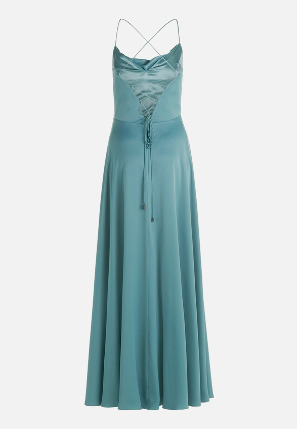 Abendkleid mit Wasserfallausschnitt / Rückseite