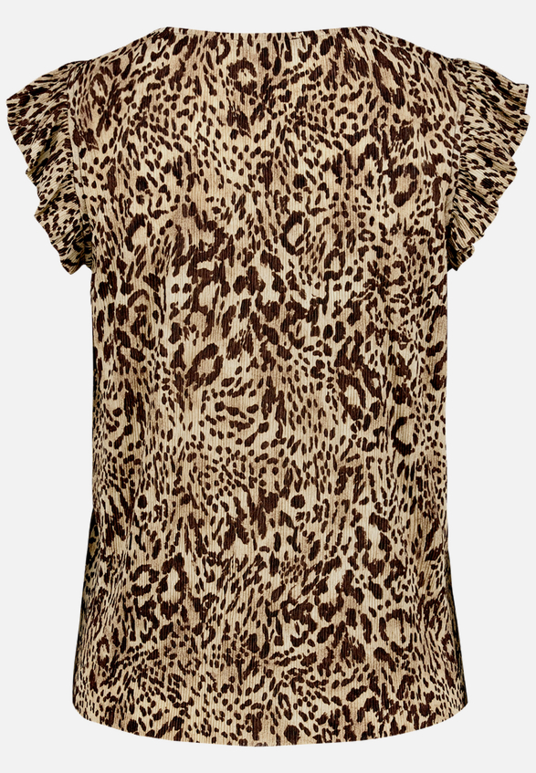 T-Shirt  gerafft mit Leoprint  / Rückseite