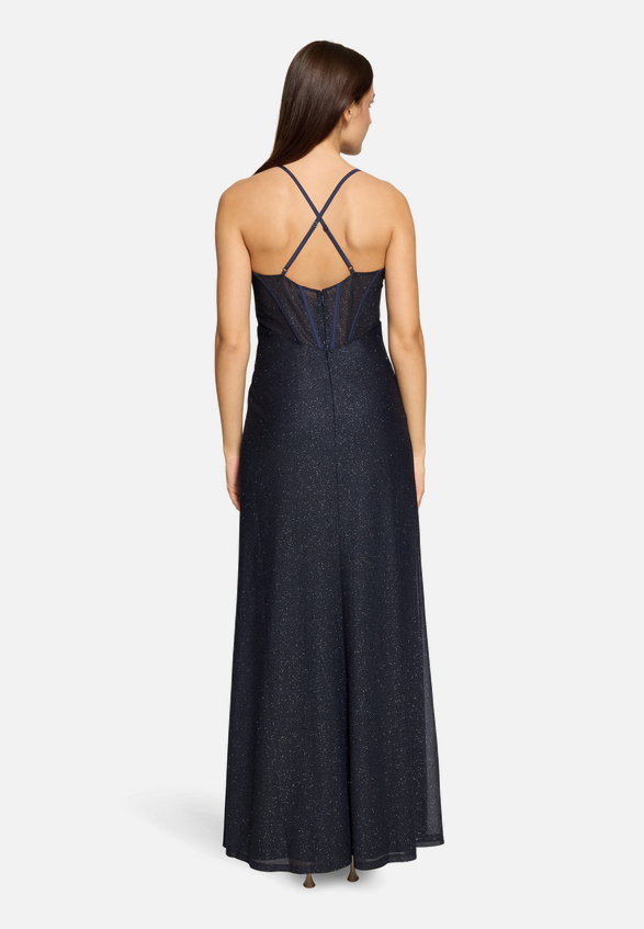 Abendkleid im Glitzer-Look / Modellfoto Rückseite