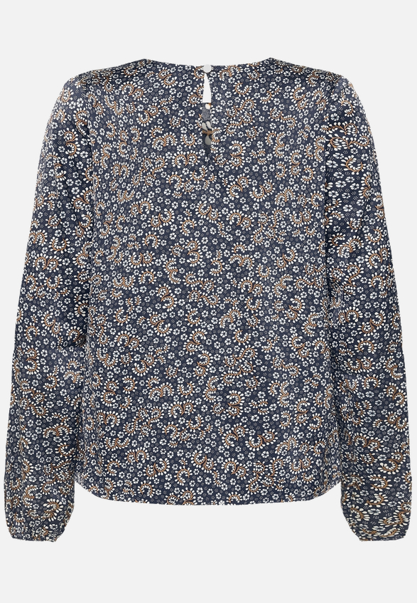 Satinbluse   langarm mit Blumen  / Rückseite