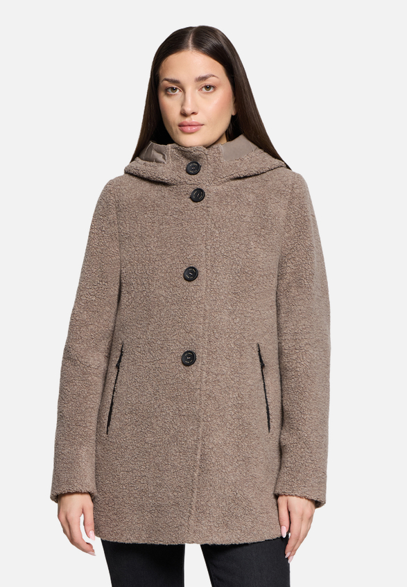 Wolljacke mit Kapuze / Modellfoto Vorderseite