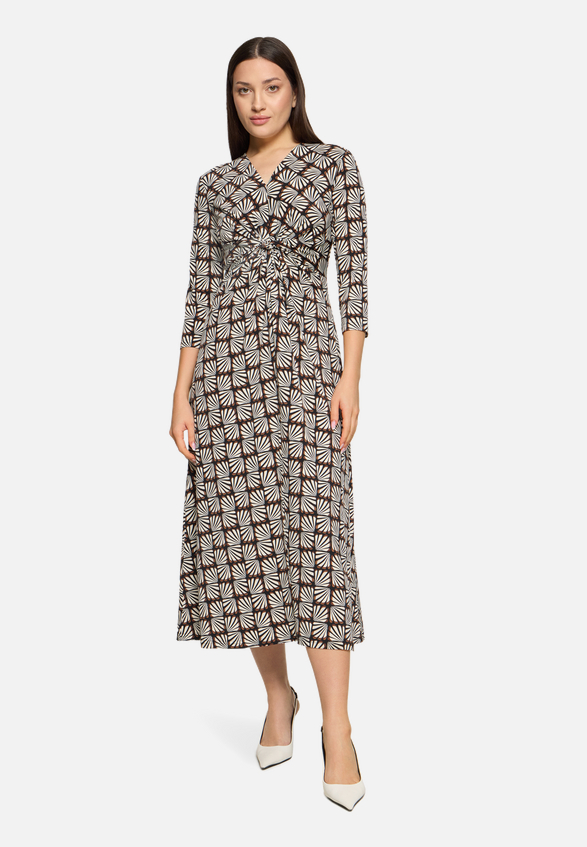 Midikleid mit Raffung / Modellfoto Vorderseite
