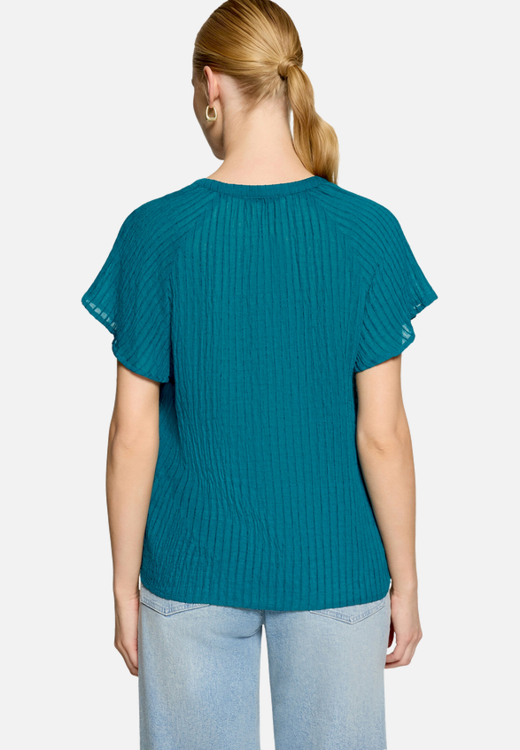 Bluse transparent mit V-Ausschnitt  / Modellfoto Rückseite