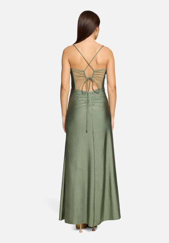 Abendkleid im Glitzer-Look / Modellfoto Rückseite