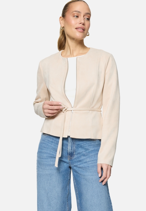 Blazer-Jacke  in Lederoptik  / Modellfoto Vorderseite