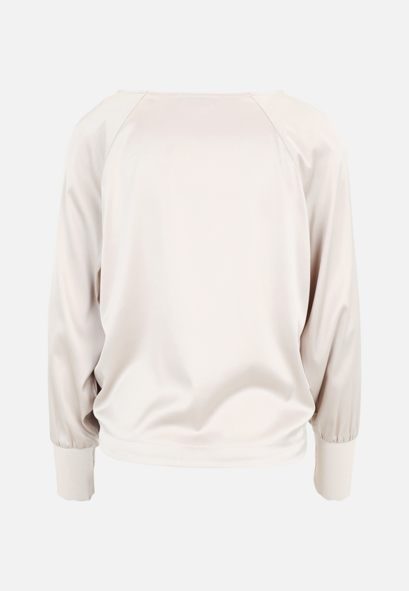 Satinbluse mit Strickbündchen / Rückseite