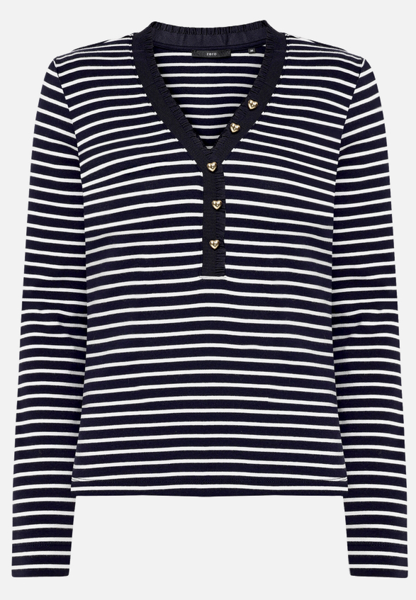 Ringelshirt mit Knopfleiste / Vorderseite