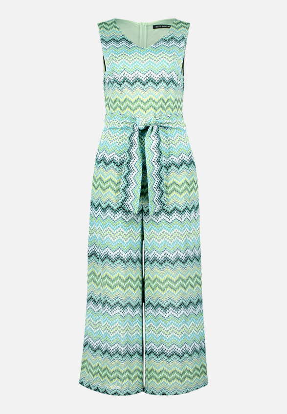 Jumpsuit  mit Zickzack-Muster und Bindegürtel / Vorderseite