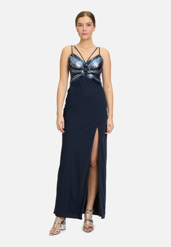 Abendkleid mit Placement / Modellfoto Vorderseite