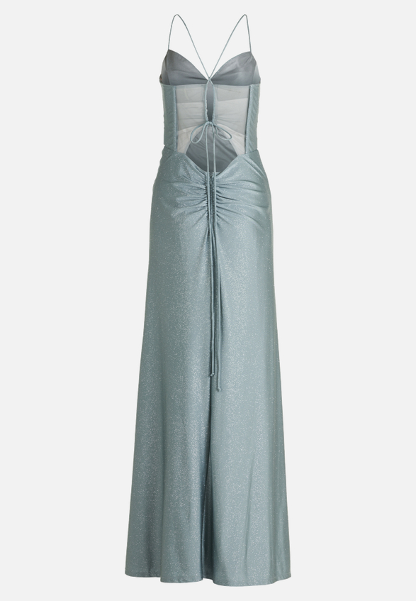 Abendkleid im Glitzer-Look / Rückseite