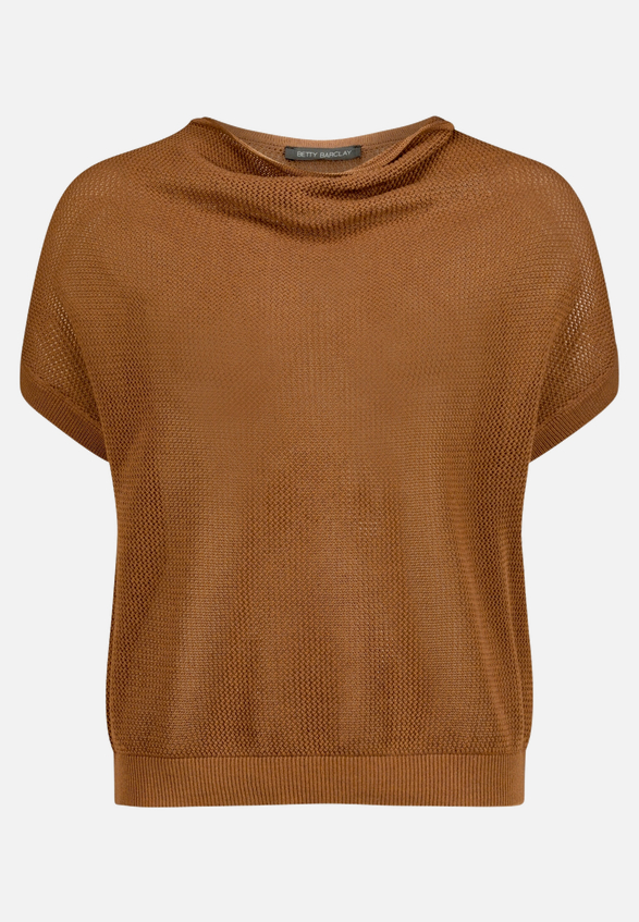 Lochstrick-Pullover mit Wasserfallausschnitt / Vorderseite