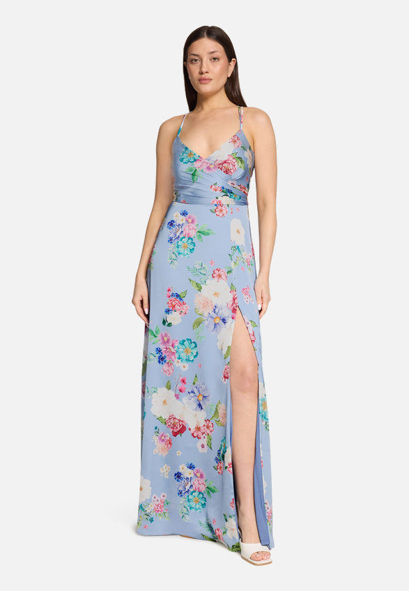 Abendkleid mit V-Ausschnitt / Modellfoto Vorderseite