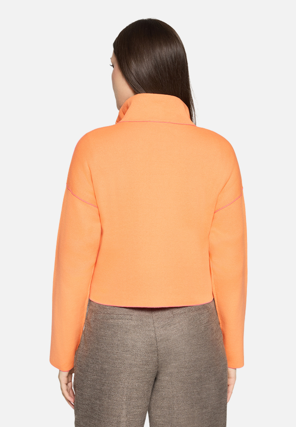 Strick-Cardigan mit Stehkragen / Modellfoto Rückseite