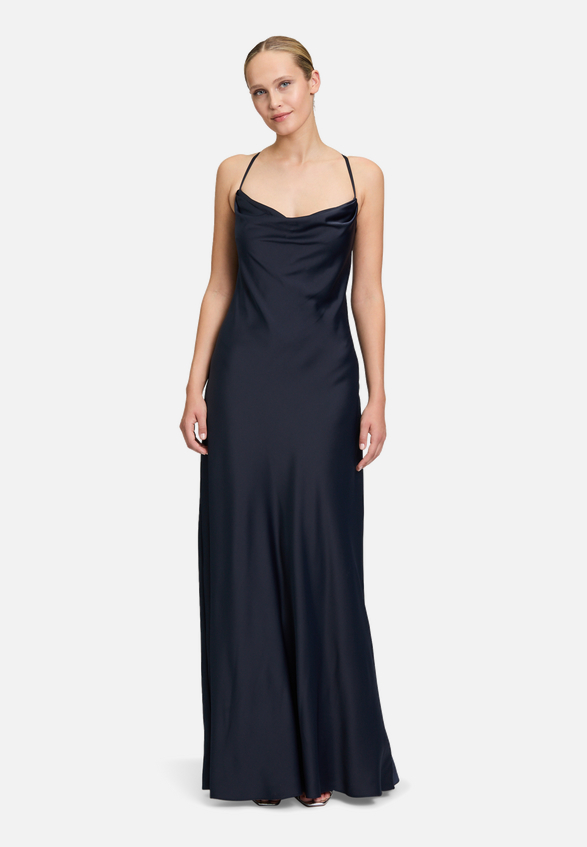 Abendkleid mit Wasserfallausschnitt / Modellfoto Vorderseite
