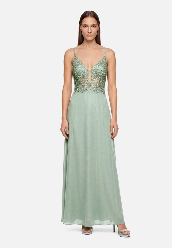 Abendkleid mit Stickerei / Modellfoto Vorderseite