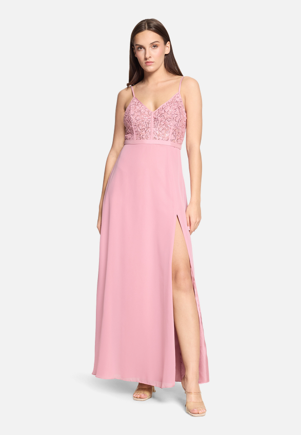 Abendkleid mit Stickerei / Modellfoto Vorderseite