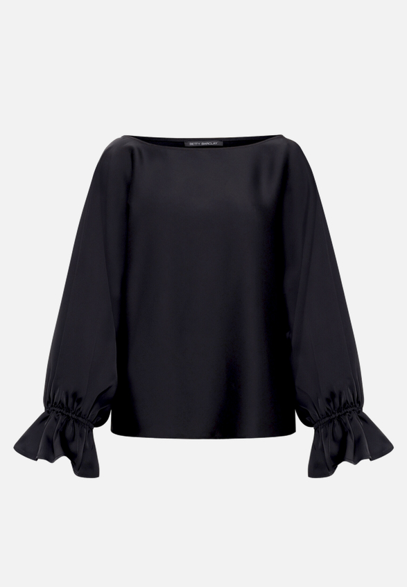 Satin-Bluse mit U-Boot-Ausschnitt / Vorderseite