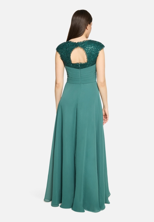 Abendkleid mit Pailletten / Modellfoto Rückseite