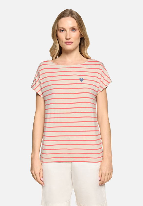 Casual-Shirt mit U-Boot-Ausschnitt / Modellfoto Vorderseite