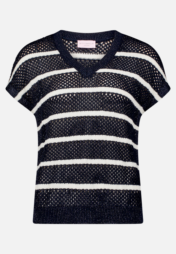 Lochstrick-Pullover mit Streifen / Vorderseite