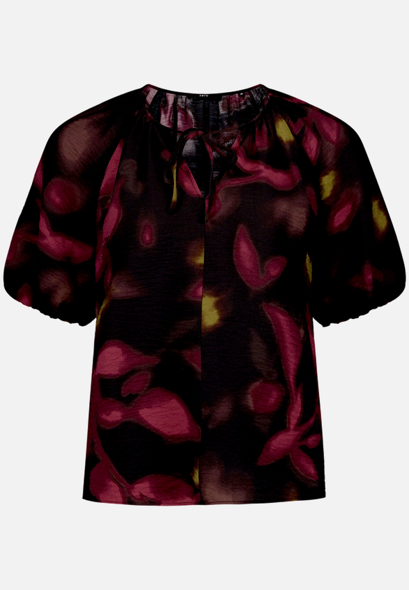 Schlupfbluse  kurzarm mit Blumen  / Vorderseite