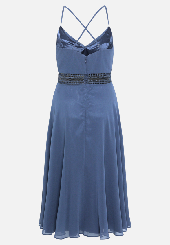 Cocktailkleid mit Wasserfallausschnitt / Rückseite
