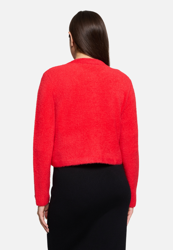 Strick-Cardigan mit aufgesetzten Taschen / Modellfoto Rückseite