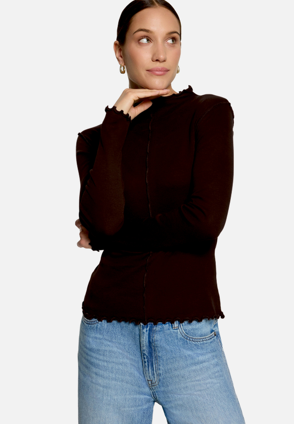Langarm-Shirt mit Kräuselsaum / Modellfoto Vorderseite