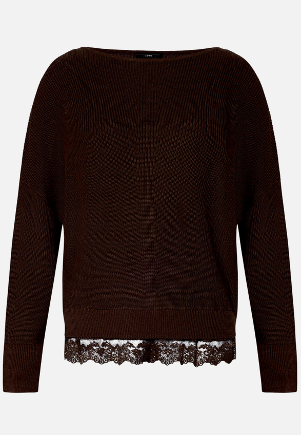 Strickpullover mit Spitzenkante / Vorderseite