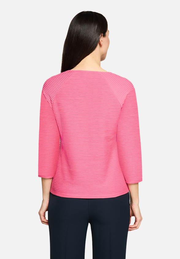 Casual-Shirt mit Rippenstruktur / Modellfoto Rückseite