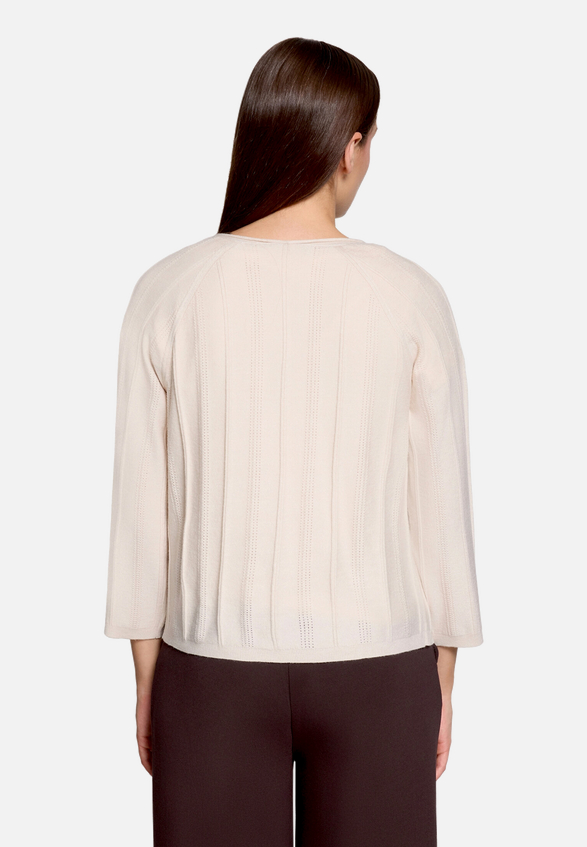Strick-Cardigan mit Rundhalsausschnitt / Modellfoto Rückseite