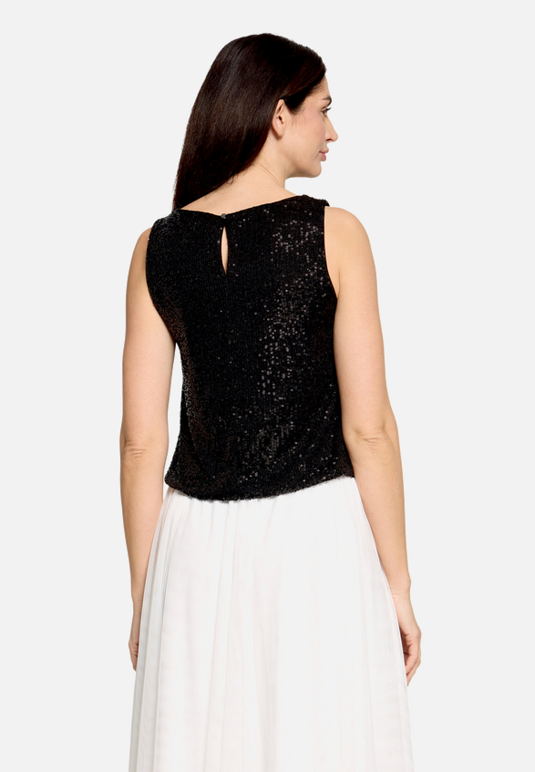 Pailletten-Top im Glitzer-Look / Modellfoto Rückseite