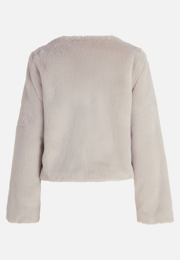 Kunstfell-Jacke mit Eingrifftaschen / Rückseite