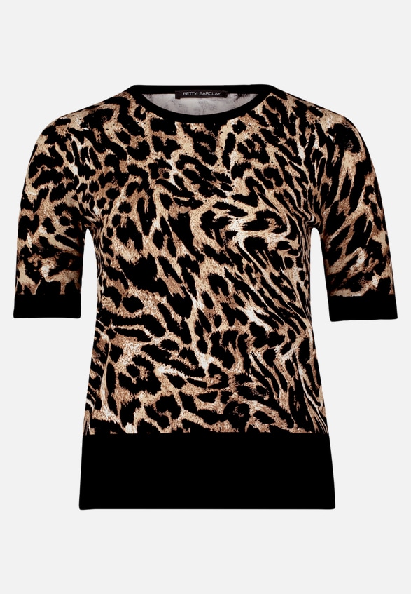 Feinstrickpullover mit Animalprint / Vorderseite