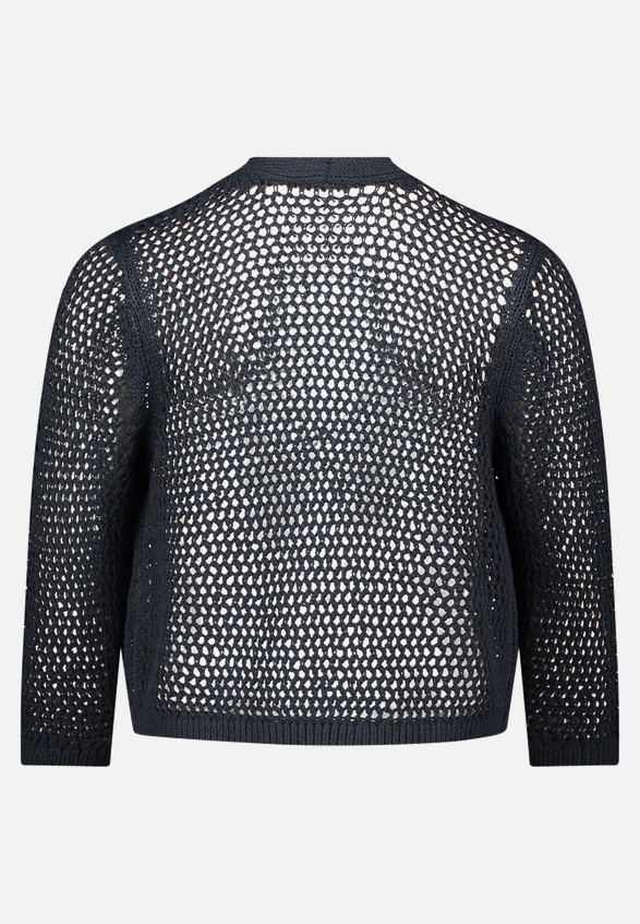 Grobstrickjacke mit Lochmuster / Rückseite